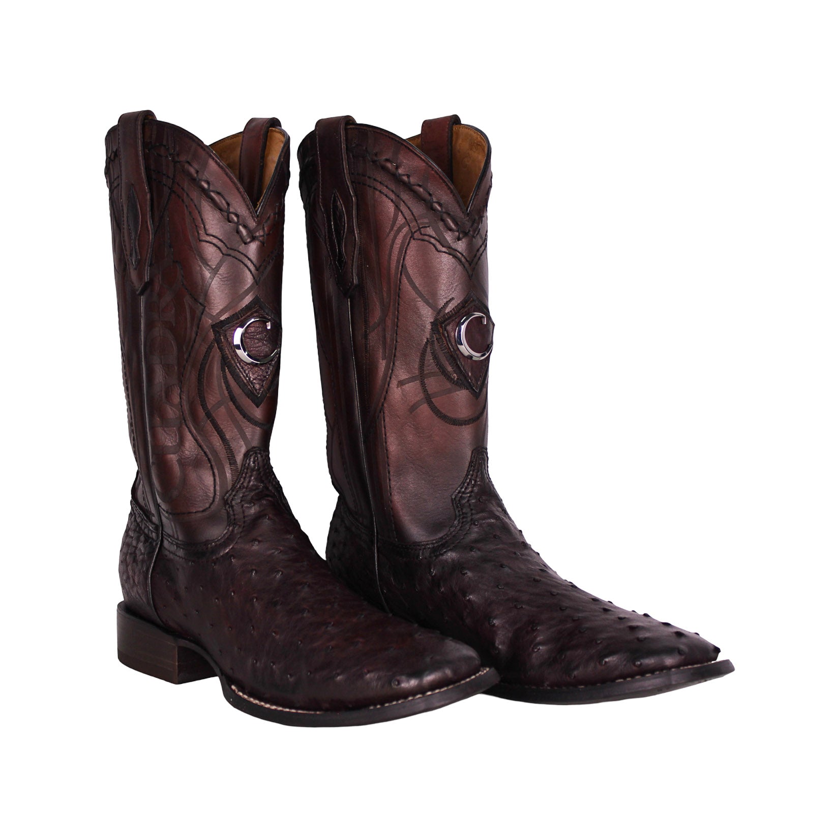Cuadra MN Ostrich Square Toe Boot 3Z1OA1 Blackcherry