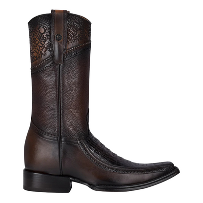 Cuadra Men Caiman Narrow Square Toe Boot 1B1DFY Chocolate