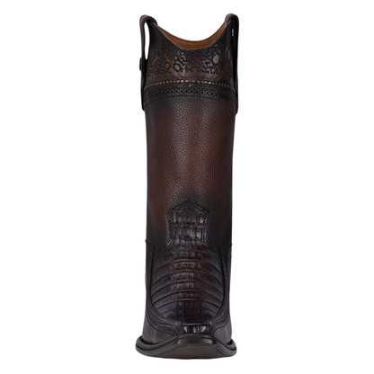 Cuadra Men Caiman Narrow Square Toe Boot 1B1DFY Chocolate