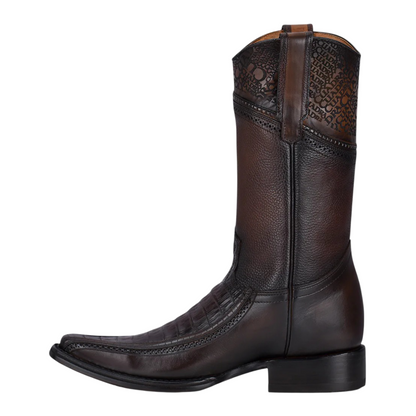 Cuadra Men Caiman Narrow Square Toe Boot 1B1DFY Chocolate