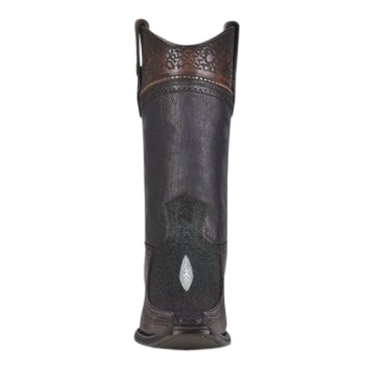 Cuadra Men Stingray Narrow Square Toe Boot 1B1DMA Black