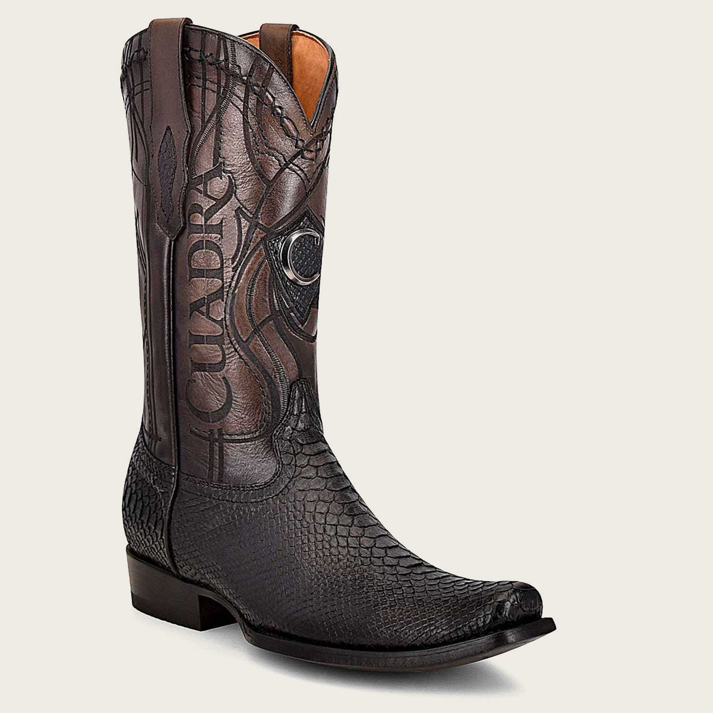Cuadra engraved black python leather western boot