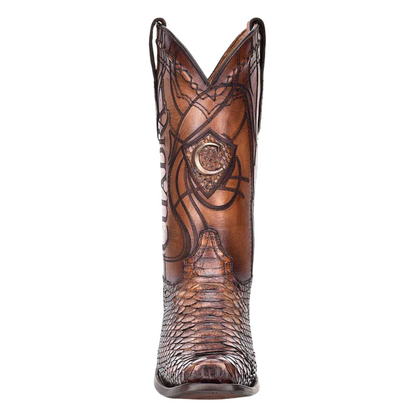 Cuadra MN Python Narrow Square Toe Boot 1J1NPH Brown