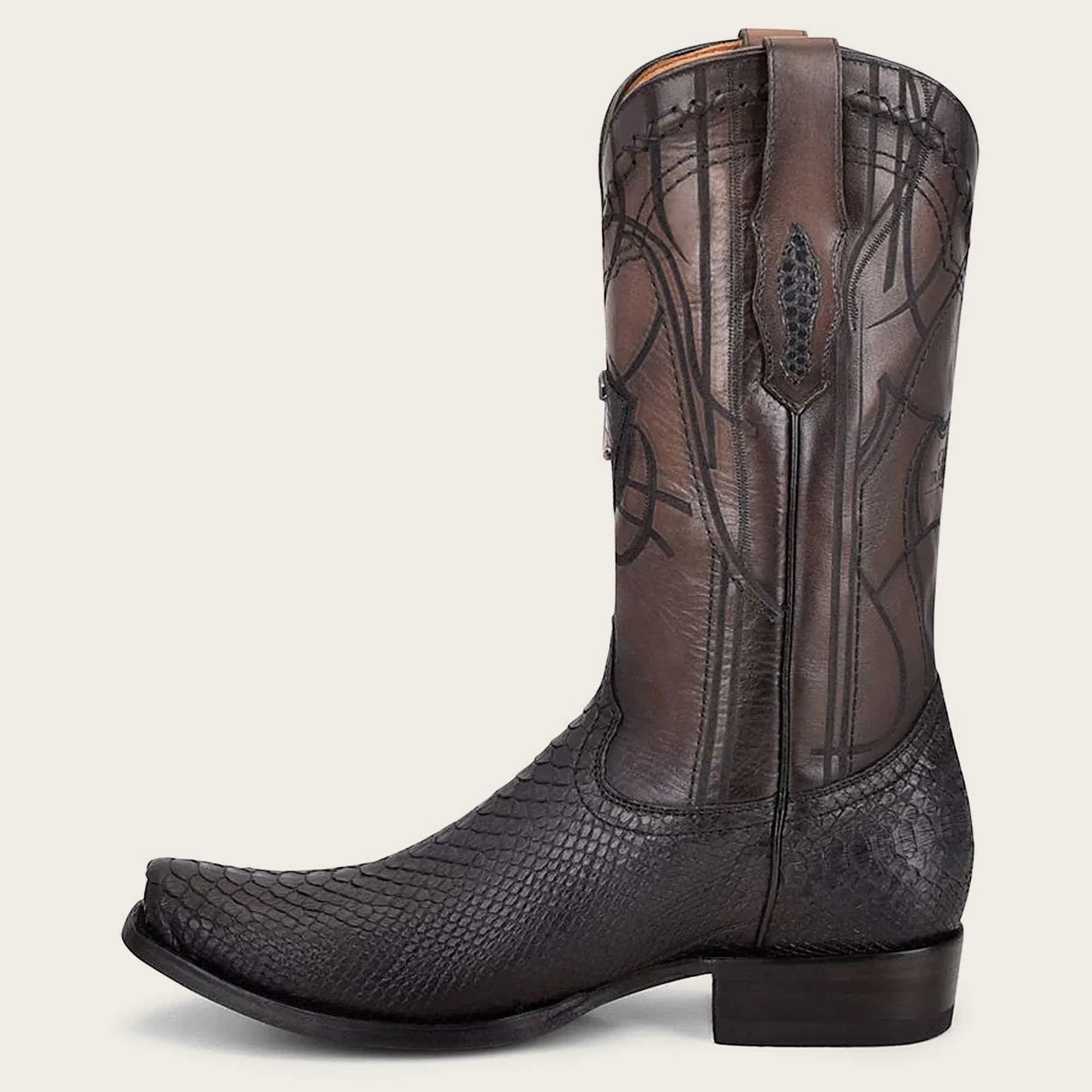 Cuadra engraved black python leather western boot