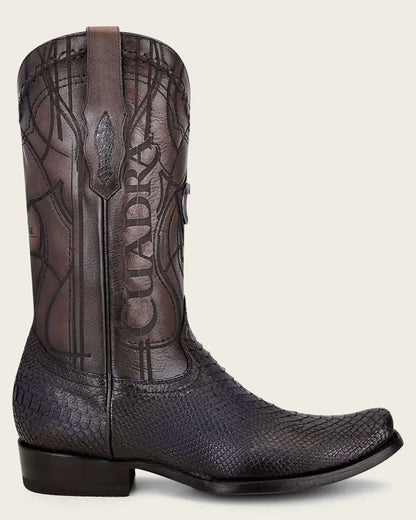 Cuadra MN Python Narrow Square Toe Boot 1J1NPH Black