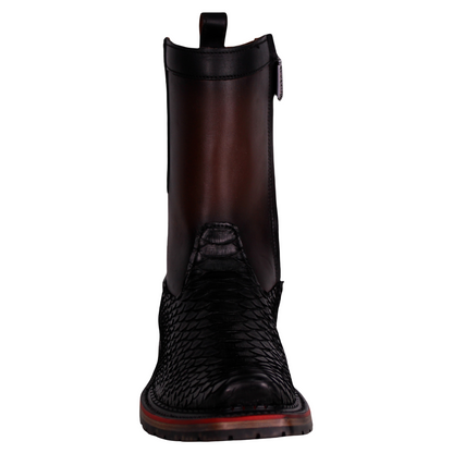 Cuadra Men Python Narrow Square Toe Boot 1J2VPH Black