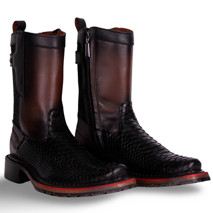 Cuadra Men Python Narrow Square Toe Boot 1J2VPH Black