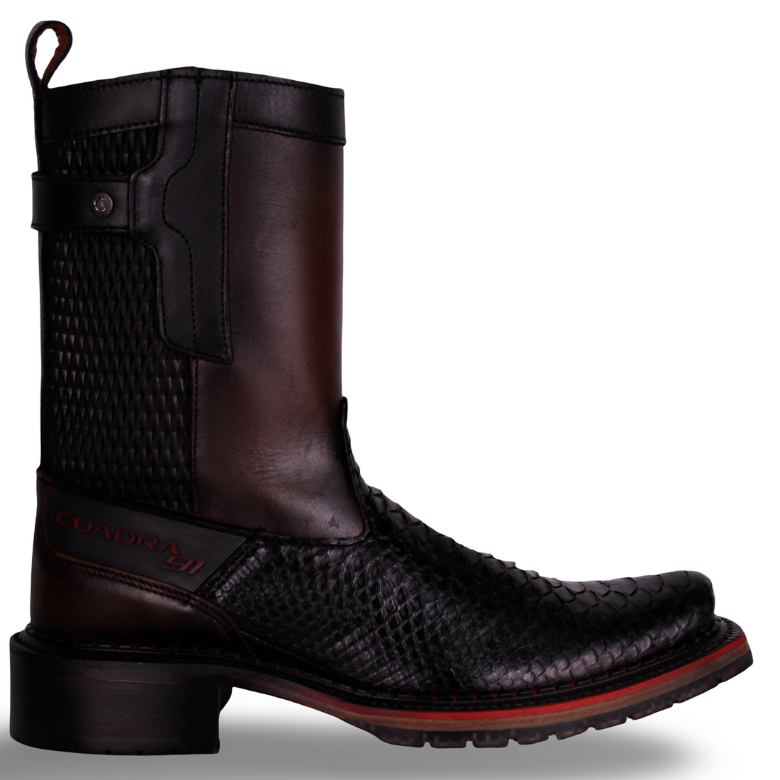 Cuadra Men Python Narrow Square Toe Boot 1J2VPH Black