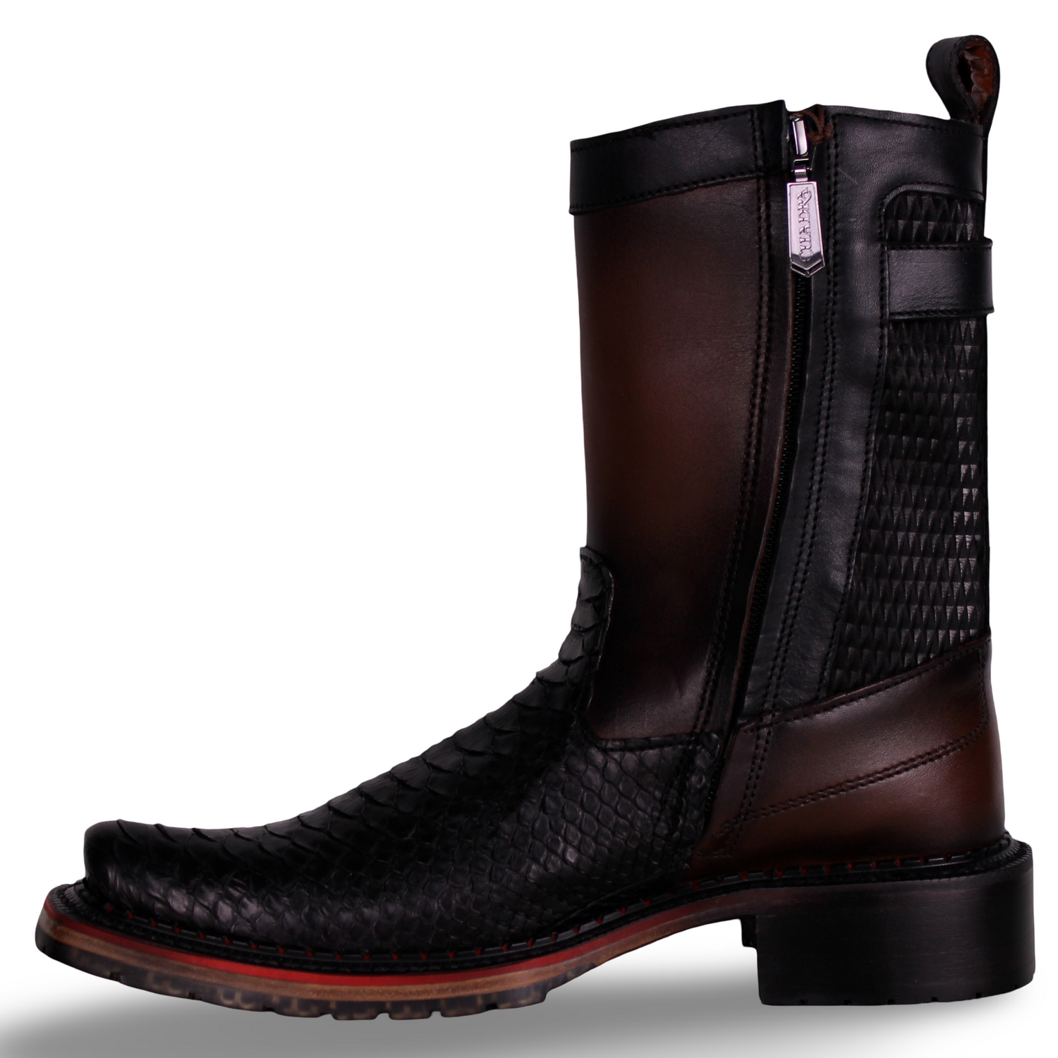 Cuadra Men Python Narrow Square Toe Boot 1J2VPH Black