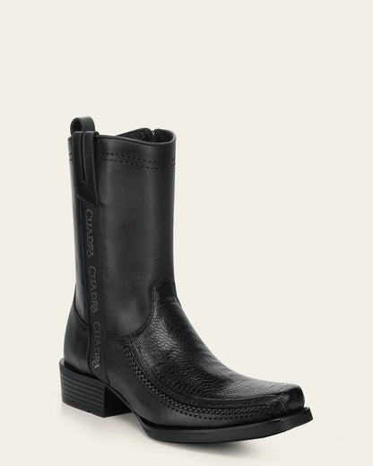 Cuadra Men Ostrich Leg Narrow Square Toe Boot 1J4JAP Black