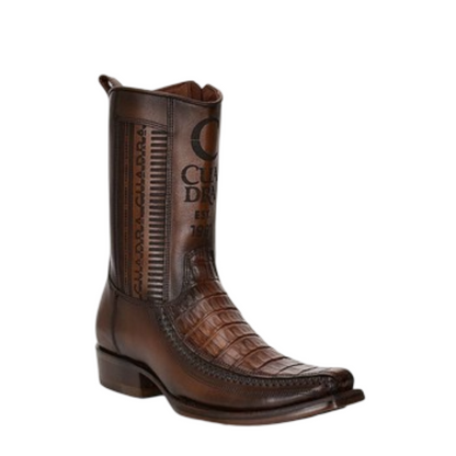 Cuadra Men Engraved Caiman Belly Round Toe Boot 1J2KFY Brown
