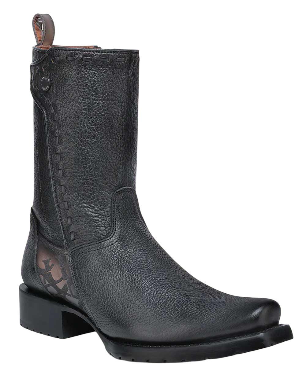 Cuadra MN Urban Engraved Zipper Narrow Sq Toe Boot 1J3NRS Black