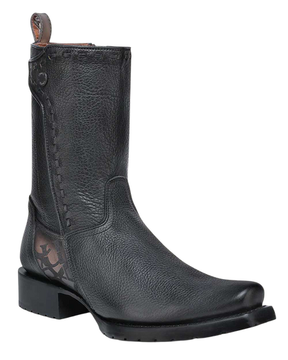 Cuadra MN Urban Engraved Zipper Narrow Sq Toe Boot 1J3NRS Black
