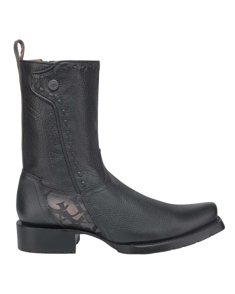 Cuadra MN Urban Engraved Zipper Narrow Sq Toe Boot 1J3NRS Black