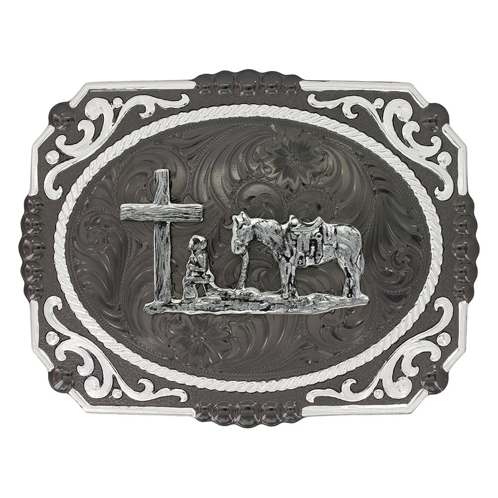 Montana Silversmiths Gunmetal Cameo Filigree with Christian Cowboy Buckle 25815SB-731