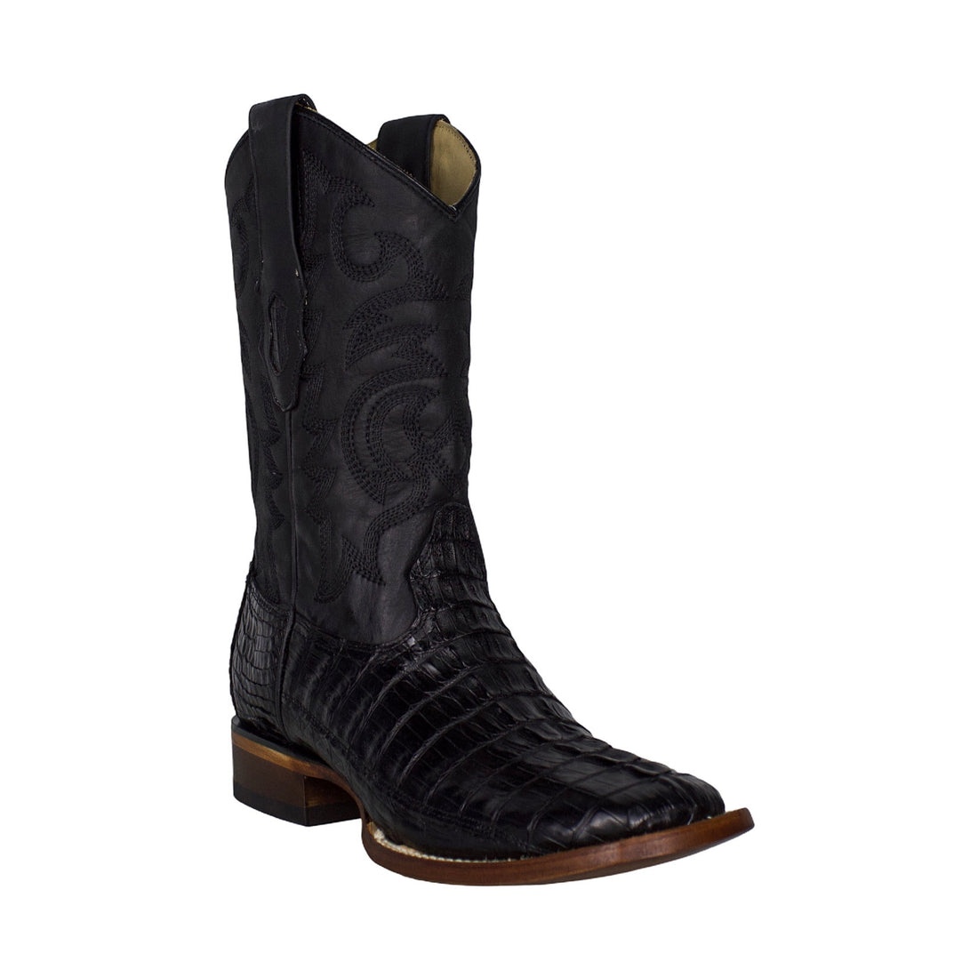 Los Altos Men Caiman Tail Black 8220105 Square Toe Boot