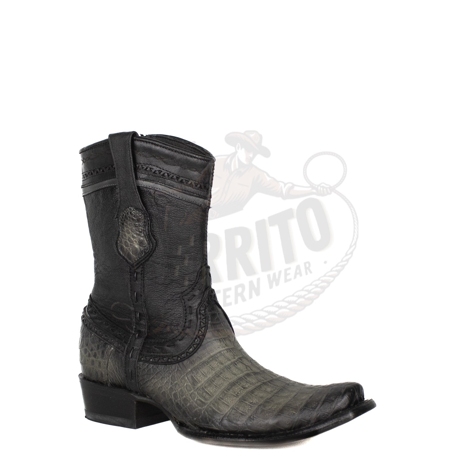 Wild West Men Caiman Faded Gray 79B8238 Dubai Toe Short Boot