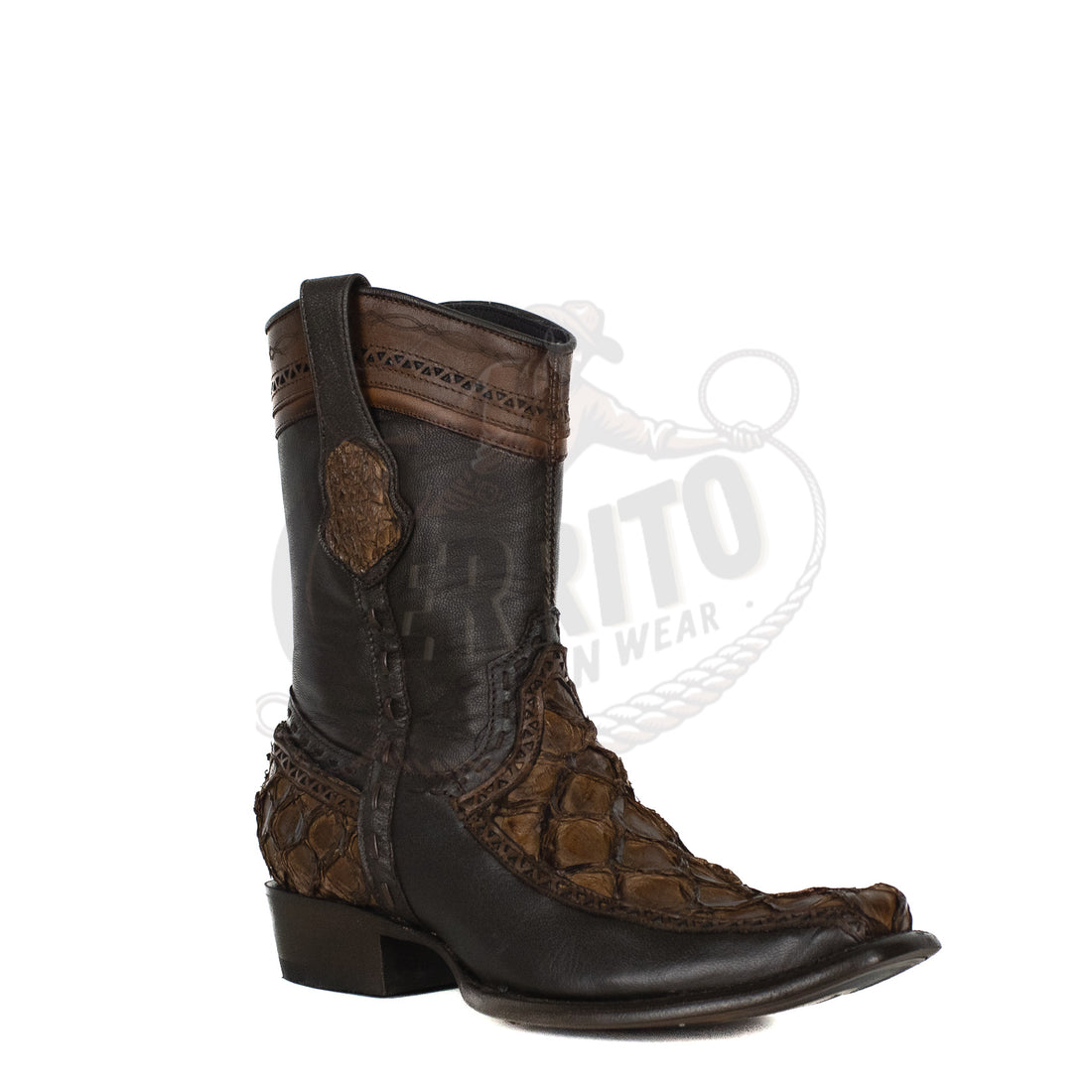 Wild West Men Brown 79BF1007 Pirarucu Dubai Toe Short Boot