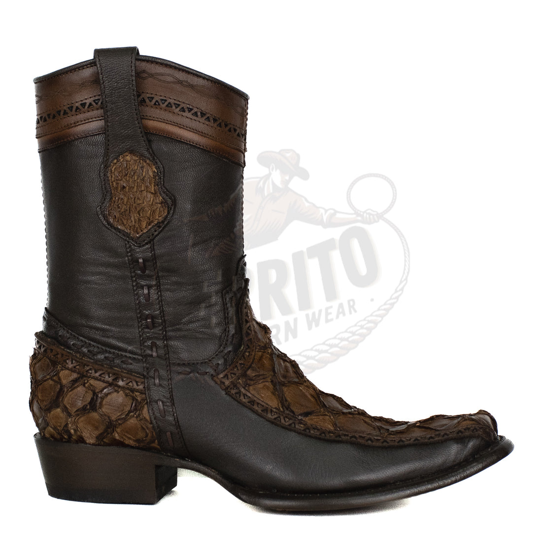 Wild West Men Brown 79BF1007 Pirarucu Dubai Toe Short Boot