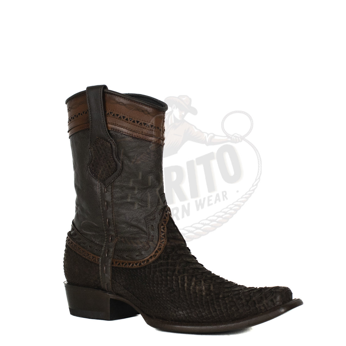 Wild West MN Nobuck Brown 79BN5707 Python Dubai Toe Short Boot