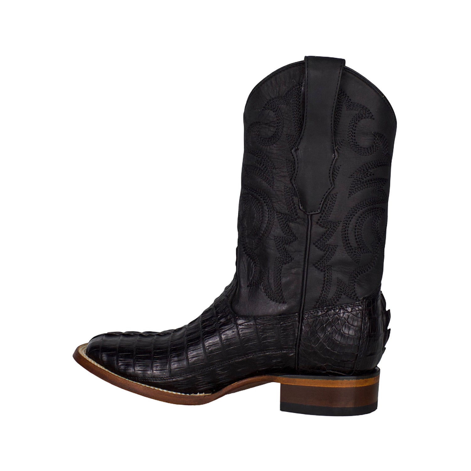 Los Altos Men Caiman Tail Black 8220105 Square Toe Boot