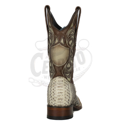 Wild West Men Natural 8245749 Python Square Toe Boot