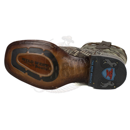 Wild West Men Natural 8245749 Python Square Toe Boot