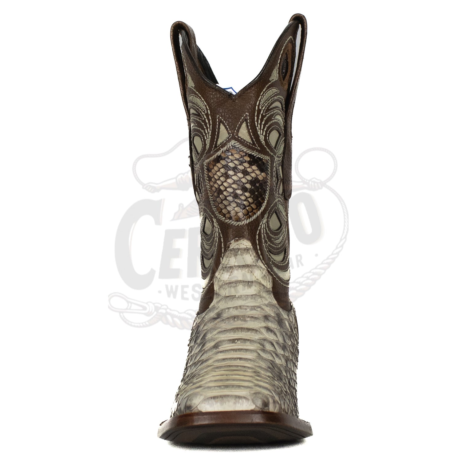 Wild West Men Natural 8245749 Python Square Toe Boot
