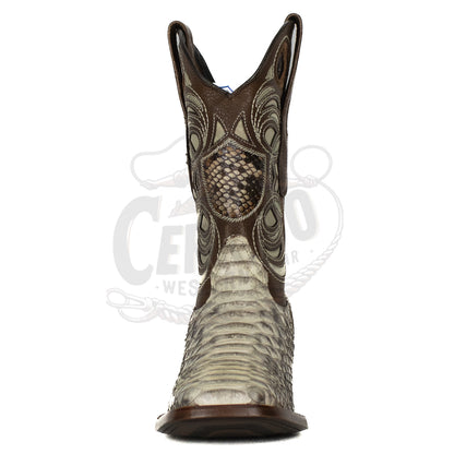 Wild West Men Natural 8245749 Python Square Toe Boot