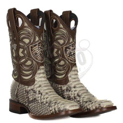 Wild West Men Natural 8245749 Python Square Toe Boot