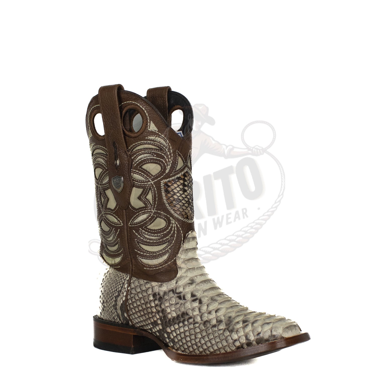 Wild West Men Natural 8245749 Python Square Toe Boot