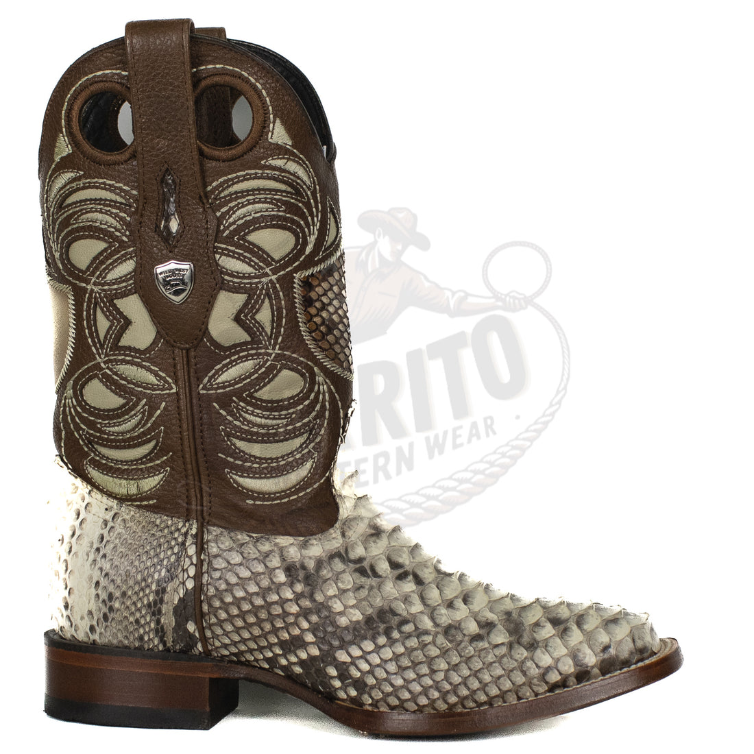 Wild West Men Natural 8245749 Python Square Toe Boot