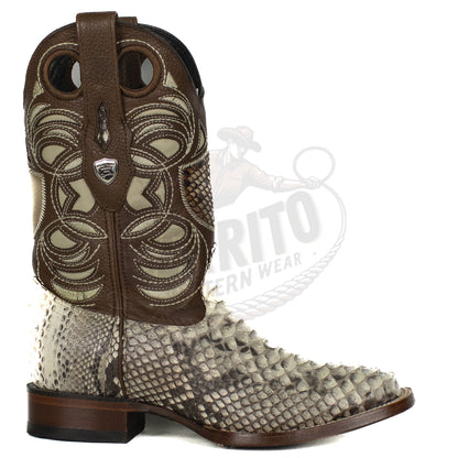 Wild West Men Natural 8245749 Python Square Toe Boot