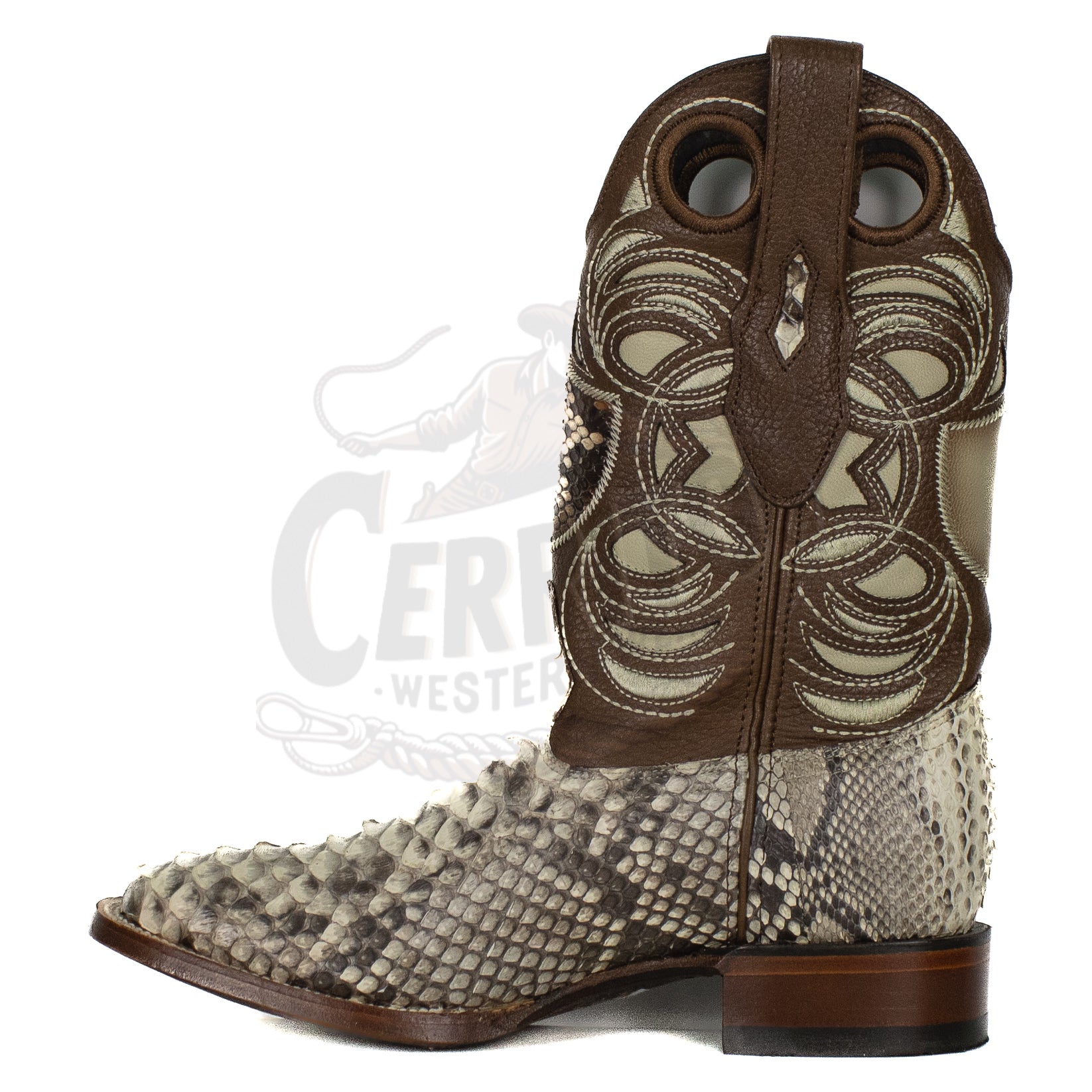 Wild West Men Natural 8245749 Python Square Toe Boot