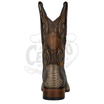 Wild West Men 8245785 Rustic Brown Python Square Toe Boot