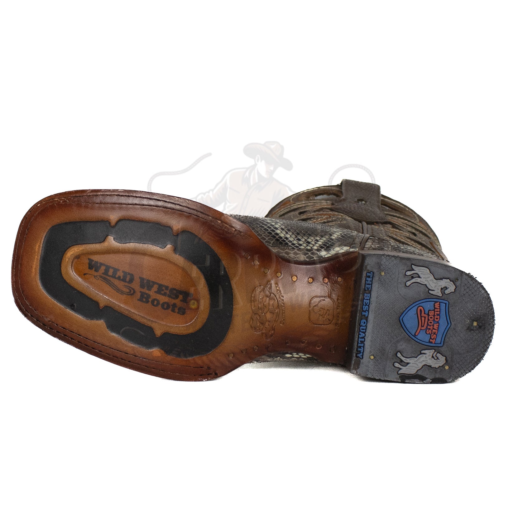 Wild West Men 8245785 Rustic Brown Python Square Toe Boot