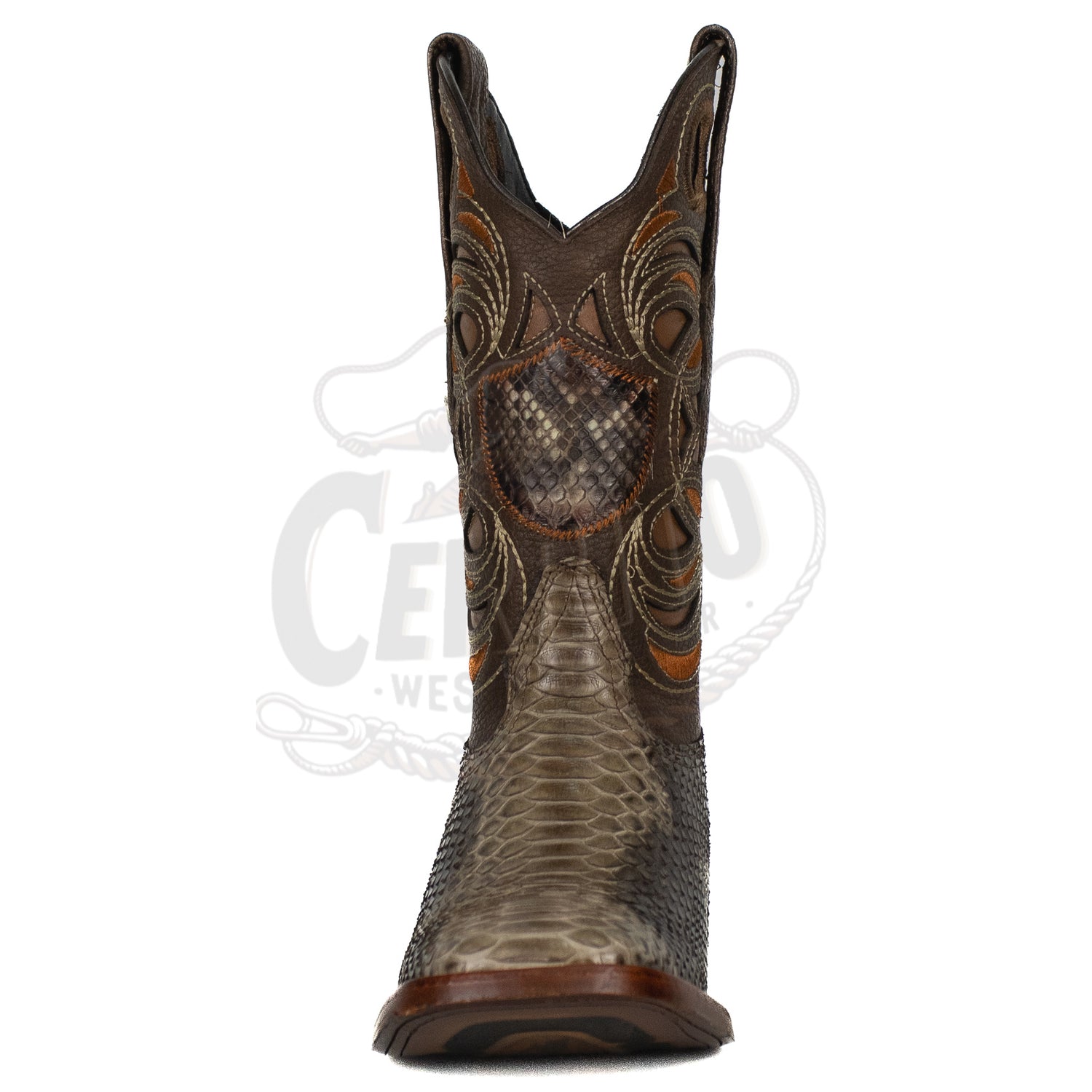 Wild West Men 8245785 Rustic Brown Python Square Toe Boot