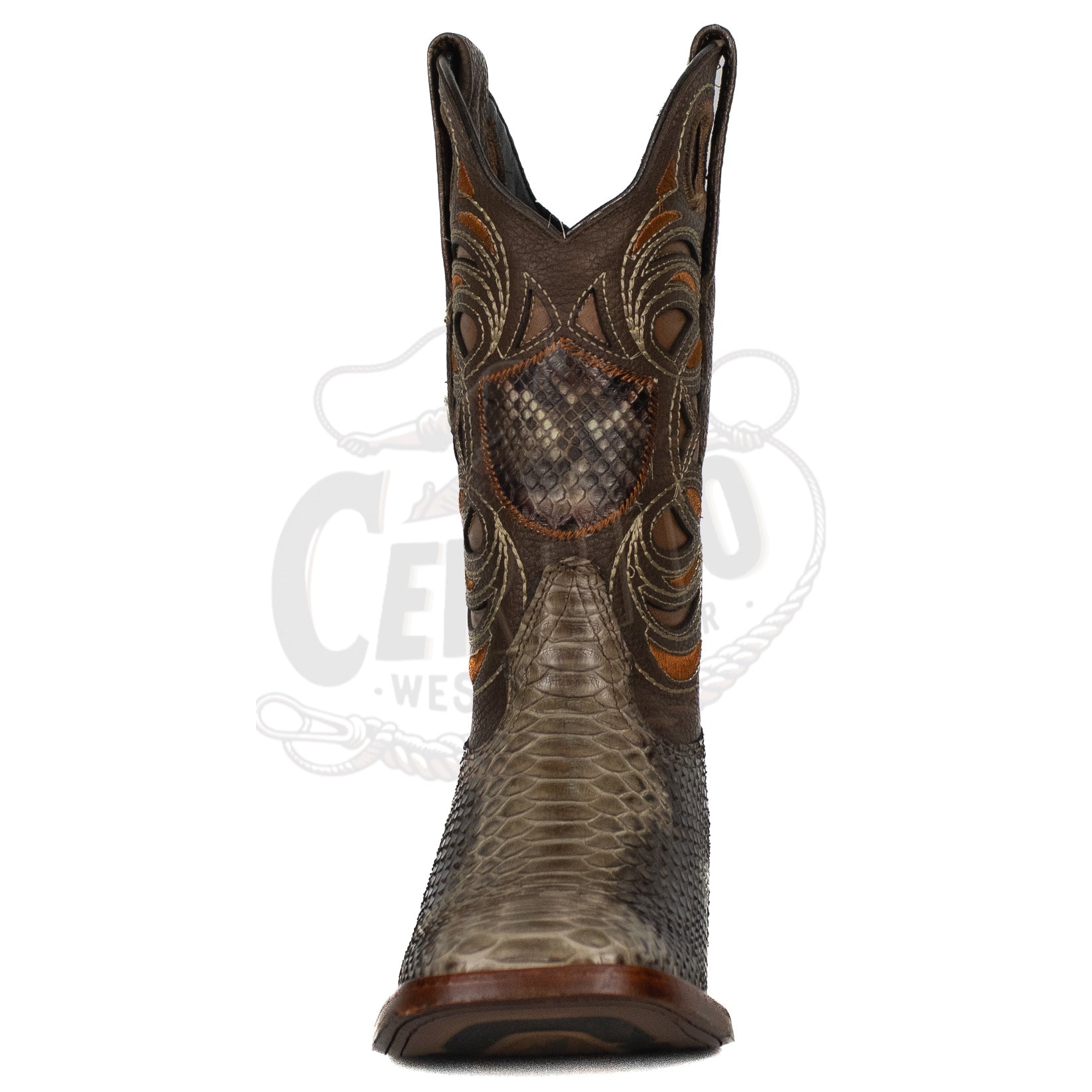 Wild West Men 8245785 Rustic Brown Python Square Toe Boot
