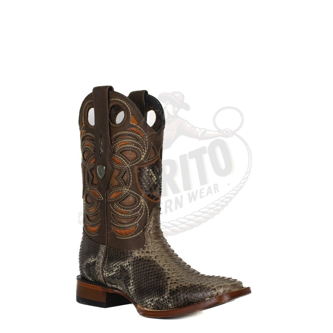 Wild West Men 8245785 Rustic Brown Python Square Toe Boot