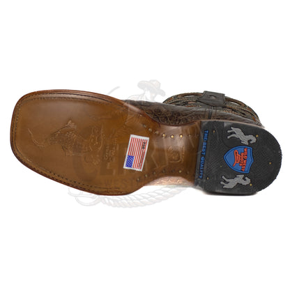 Wild West Men Caiman Belly Square Toe Brown 8248207 Boot