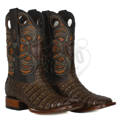 Wild West Men Caiman Belly Square Toe Brown 8248207 Boot