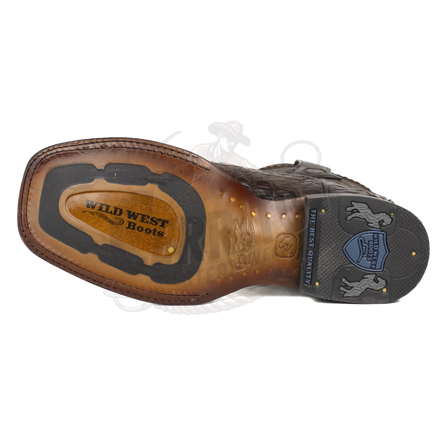 Wild West Men 824L0216 Faded Brown Caiman Hornback Wide Square Toe Boot