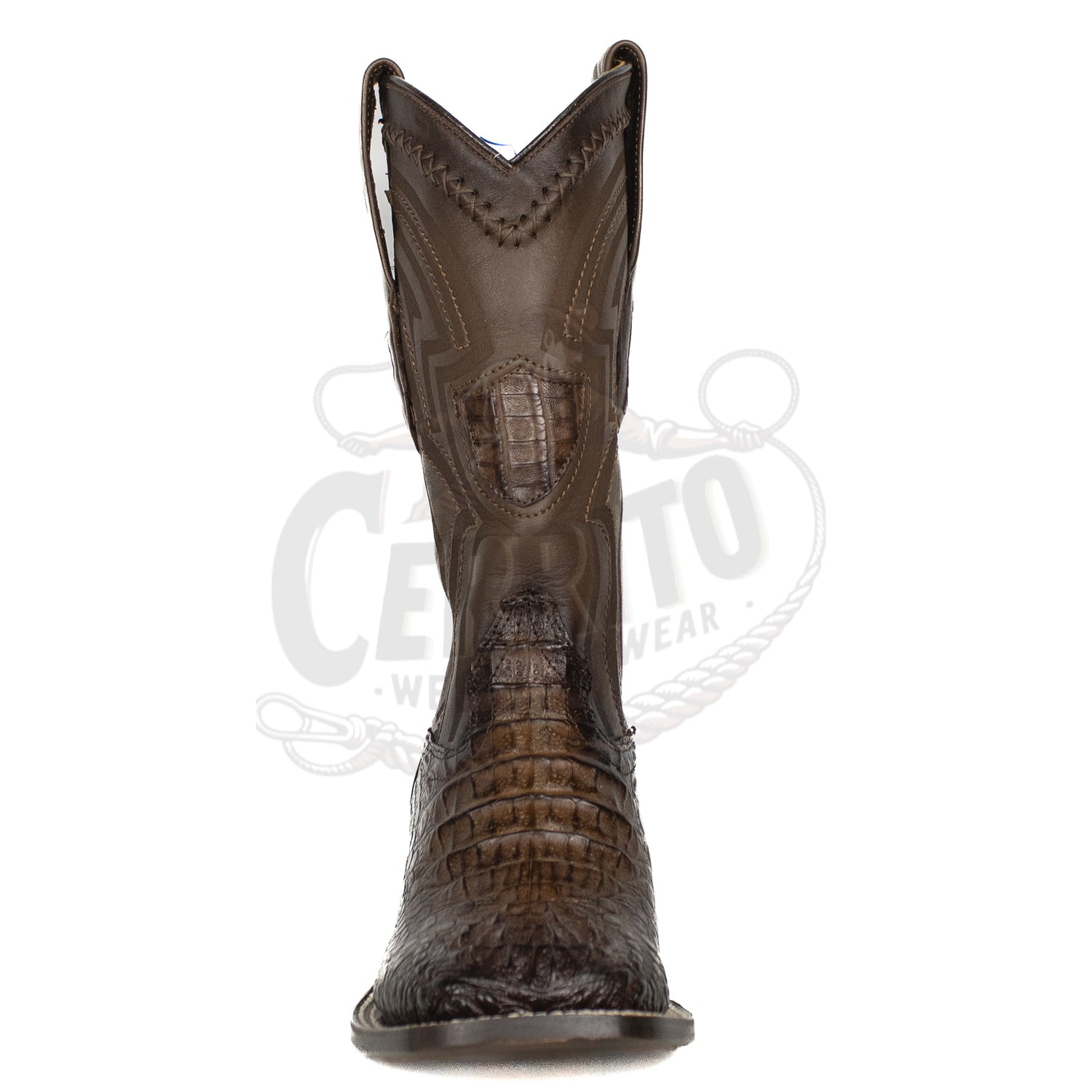 Wild West Men 824L0216 Faded Brown Caiman Hornback Wide Square Toe Boot