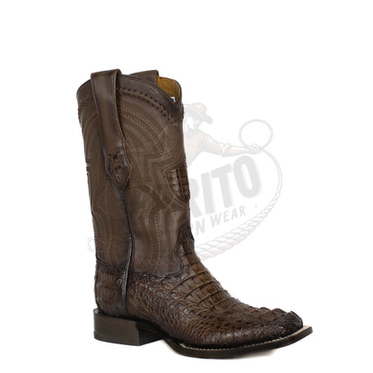 Wild West Men 824L0216 Faded Brown Caiman Hornback Wide Square Toe Boot