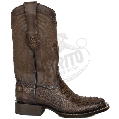 Wild West Men 824L0216 Faded Brown Caiman Hornback Wide Square Toe Boot