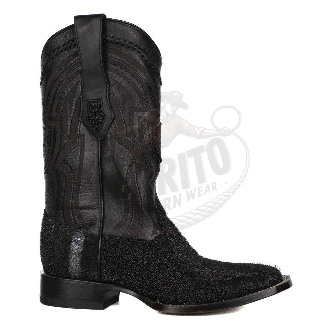 Wild West Men 8241205 Black Stingray Rowstone Square Toe Boot