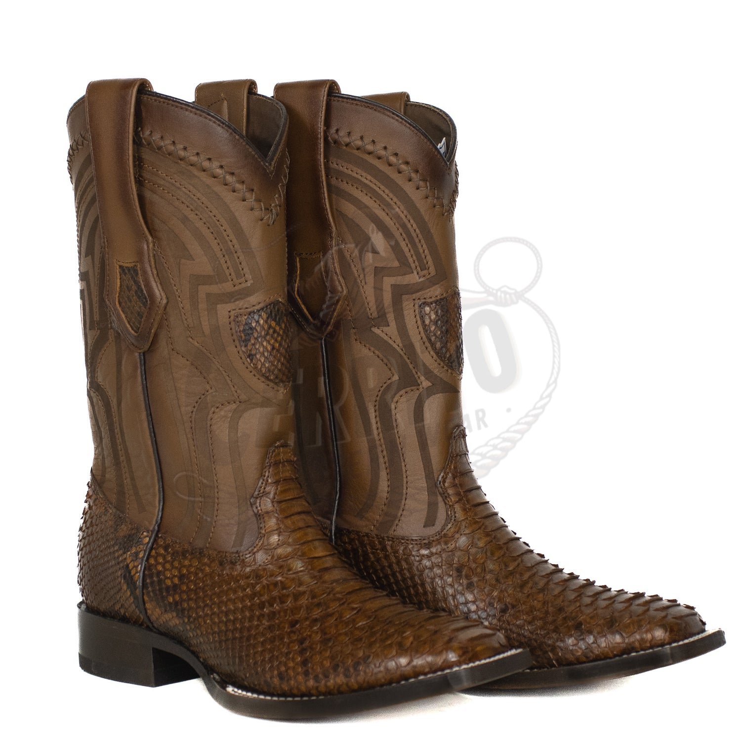 Wild West Men Python Porto Brown 824L5766 Square Toe Boot