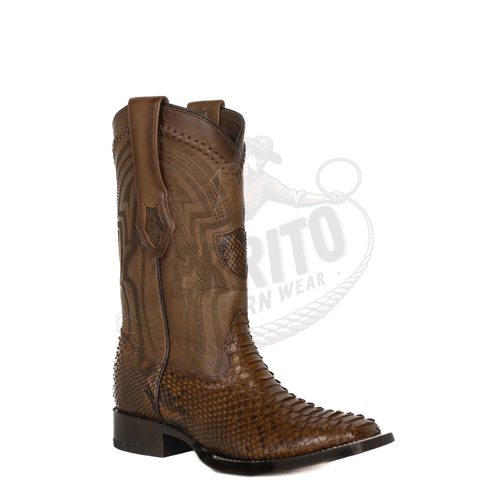 Wild West Men Python Porto Brown 824L5766 Square Toe Boot
