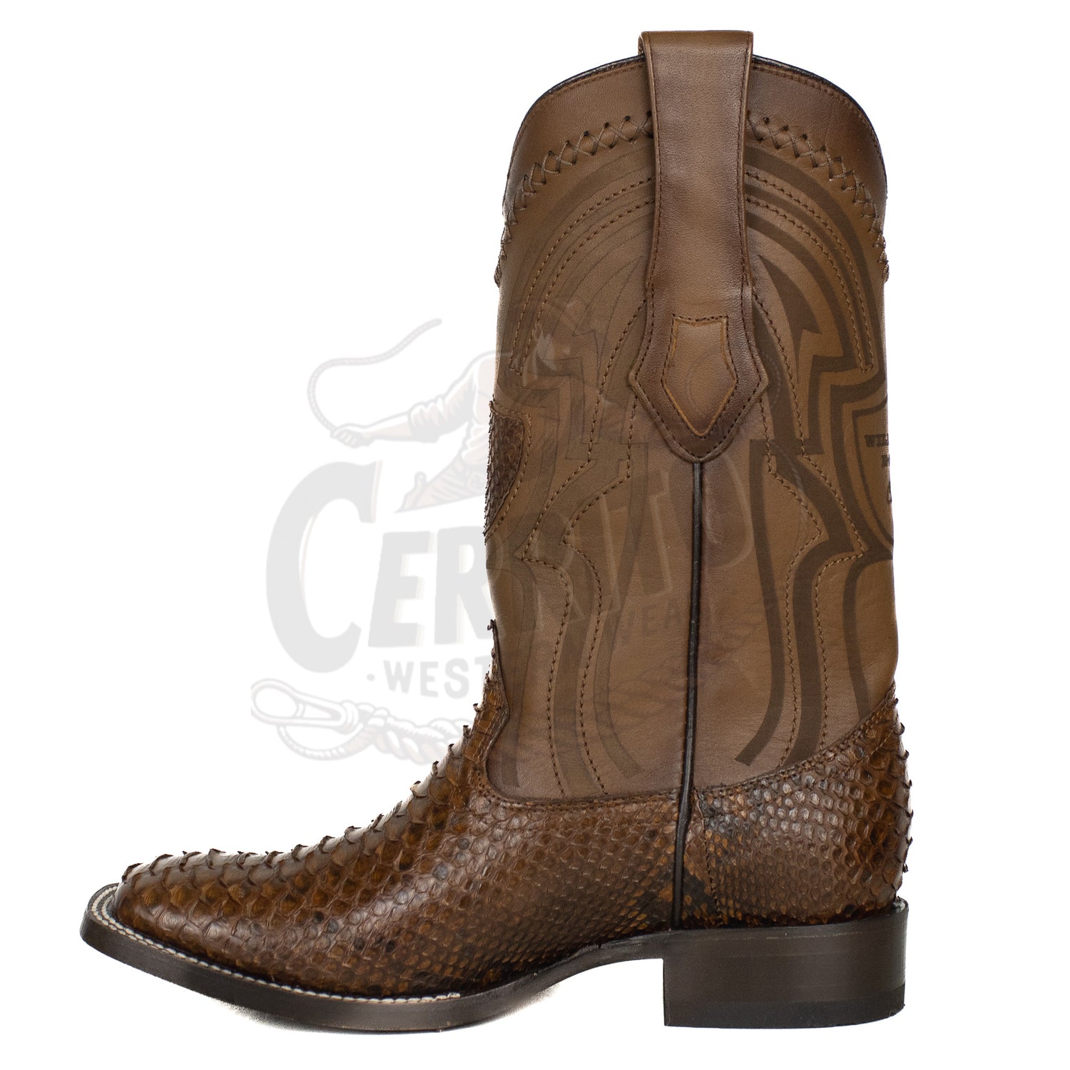Wild West Men Python Porto Brown 824L5766 Square Toe Boot