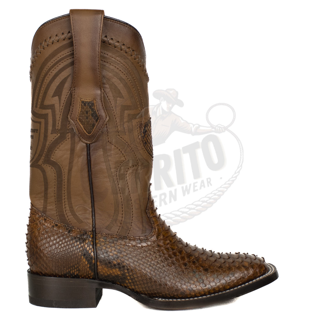 Wild West Men Python Porto Brown 824L5766 Square Toe Boot